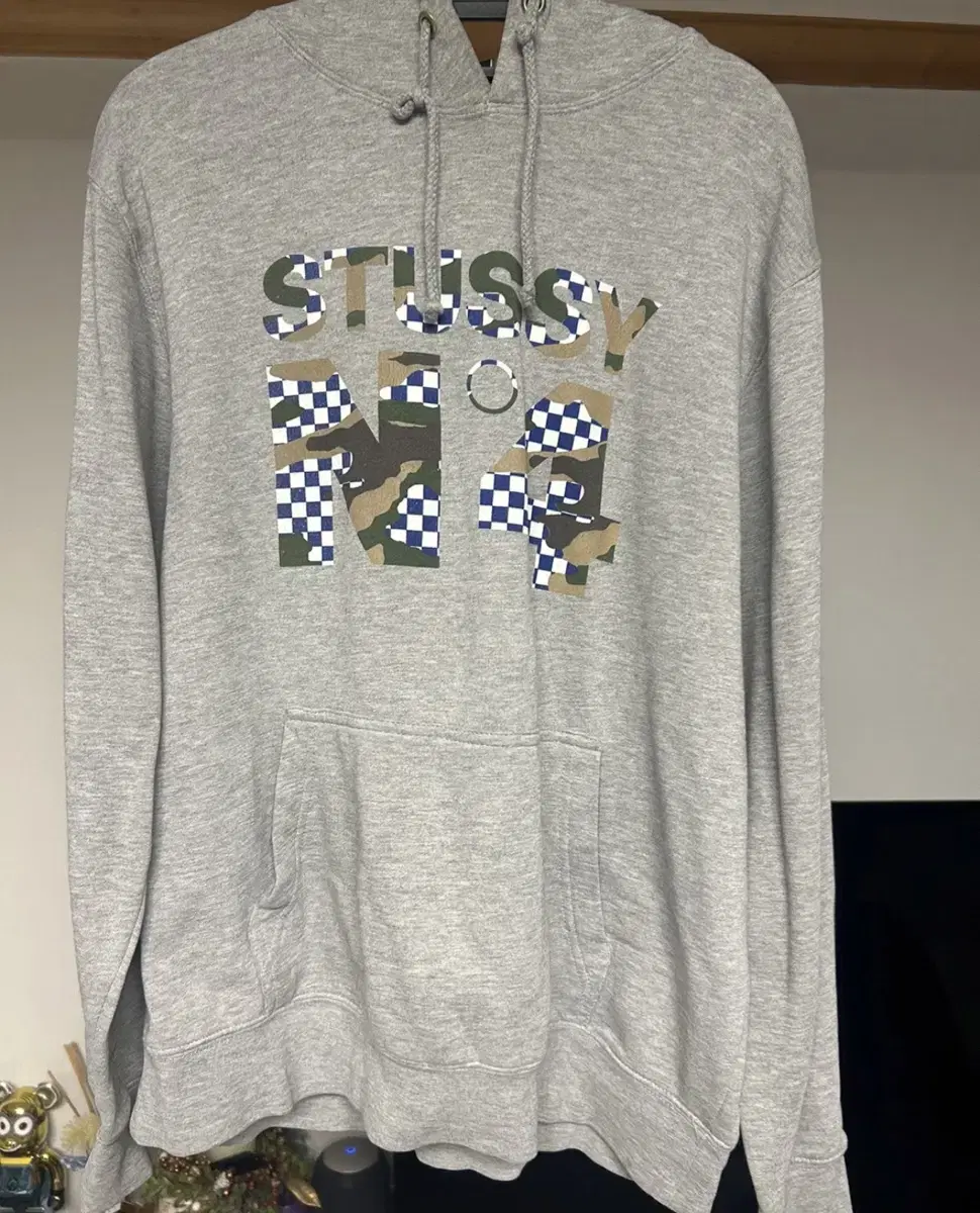 Stussy Gray Camo Logo Hoodie Large