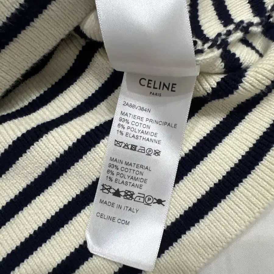 [S] CELINE 셀린느 여성 스프라이트 자수 코튼 로고 크롭 니트