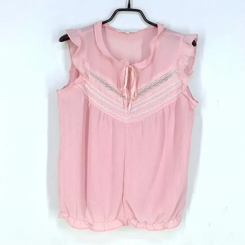 Tom Boy Sheer Sleeveless Blouse Pink 85 (HU33601)