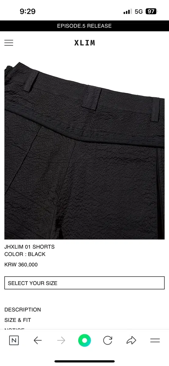 JHXLIM 01 SHORTS COLOR : BLACK 3 sizes