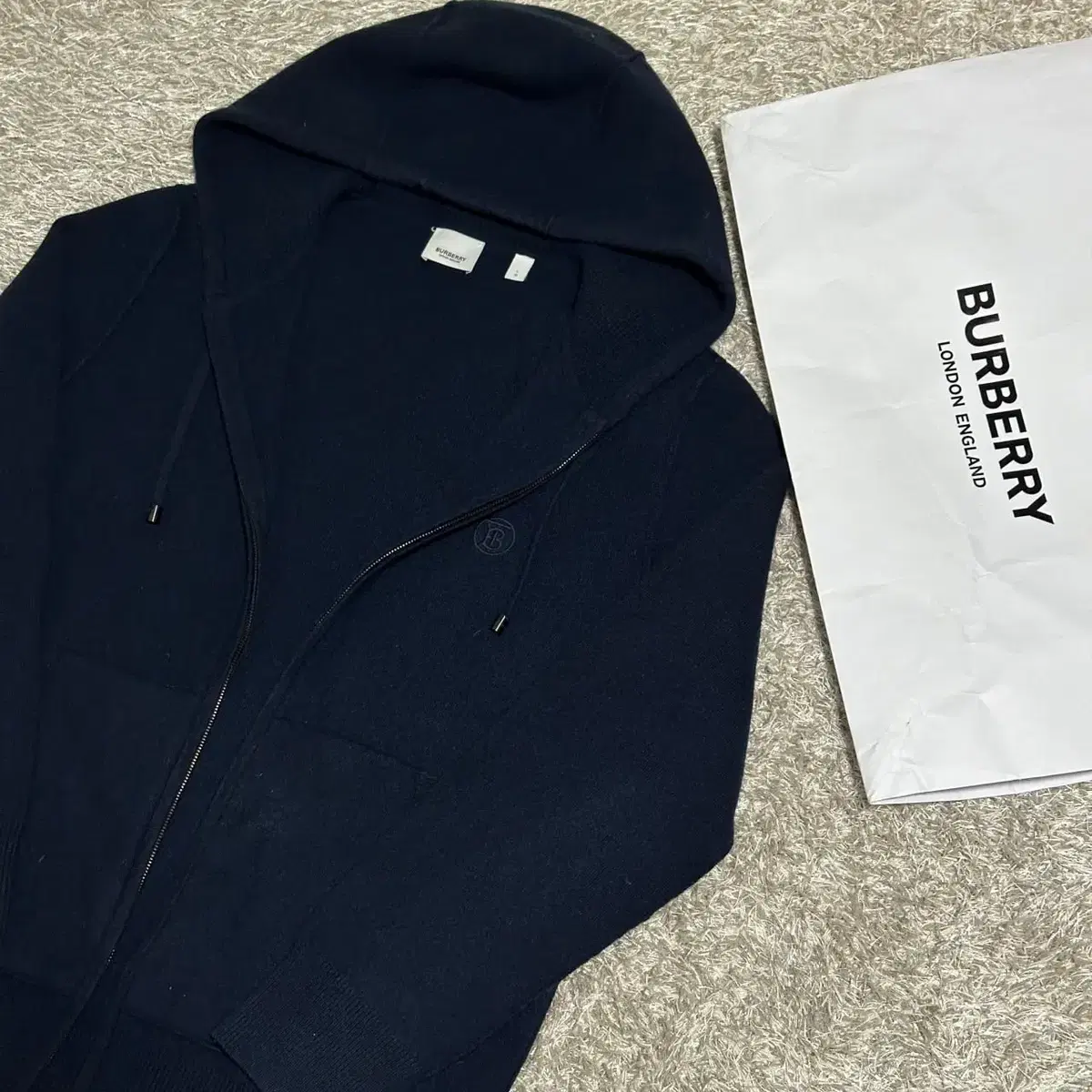 Burberry TB Logo Cashmere Knit HoodieZip-up