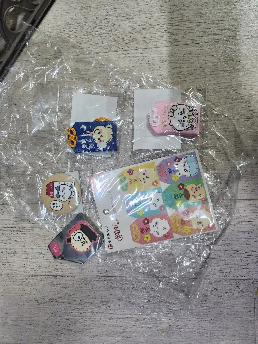 Chiikawa and Omamori stickers, Rakko stickers, and Omamori