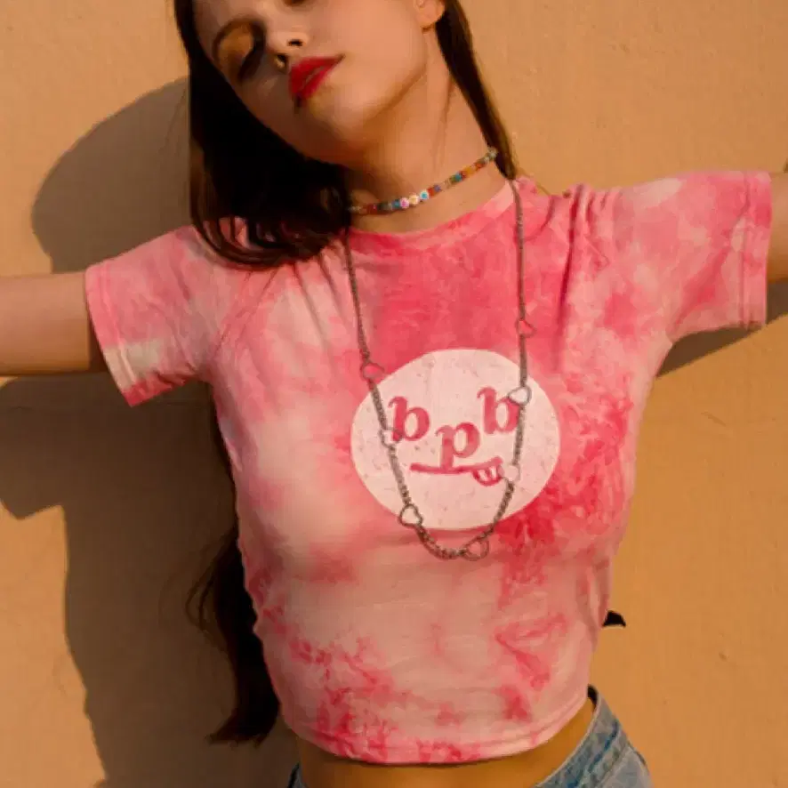 bpb smile t-shirt pink (지수,정채연 착용)