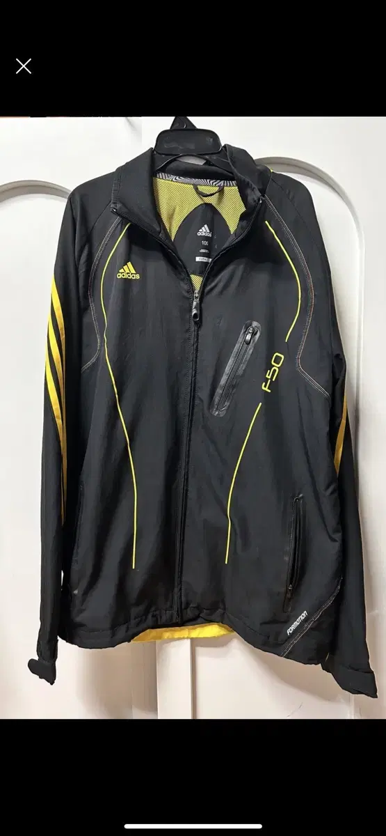 adidas F50 Black Yellows Line Windbreaker Motion Zip Up Jersey Size 100