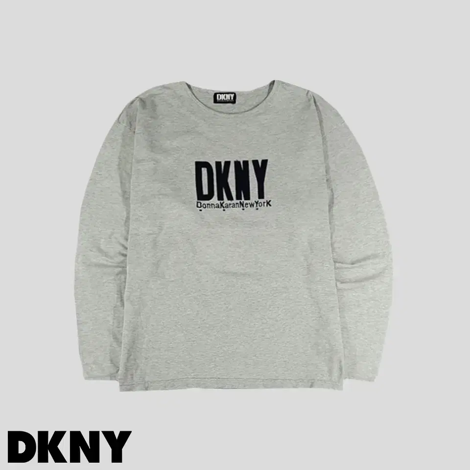 DKNY 디케이엔와이 JP 맬란지그레이 네이비 빅자수 코튼100 긴팔 티