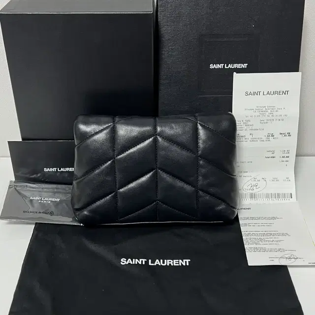 생로랑 YSL 로고 램스킨 파우치