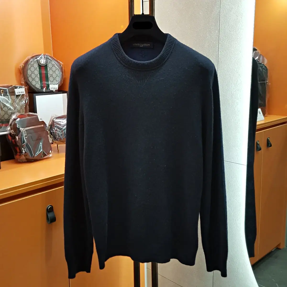 [Sizes] Louis Vuitton Half-and-half Cashmere Knit Navy XL