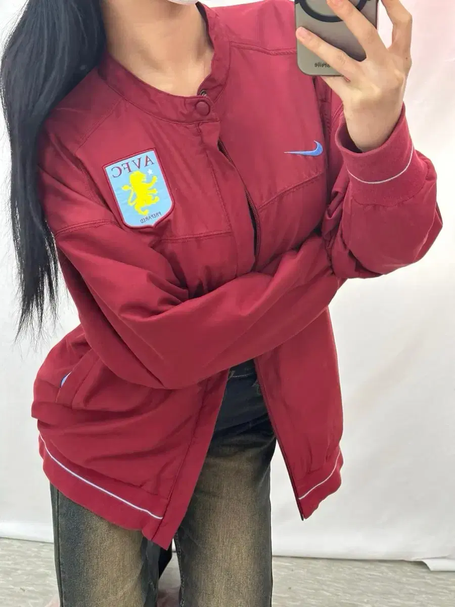 00s Nike Aston Villa Burgundy Uniform Windbreaker Jumper Jacket (M)