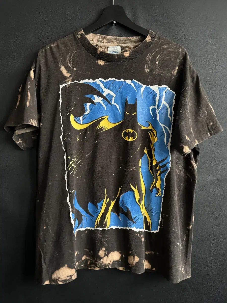 Vintage 1988 Batman Bleach Tie-Dye T-Shirt