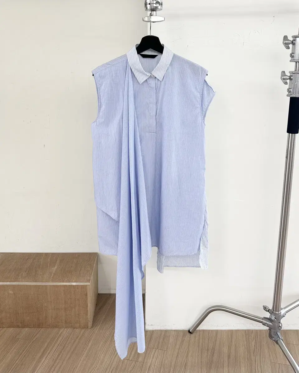 bloo, Striped Draped Sleeveless Shirt