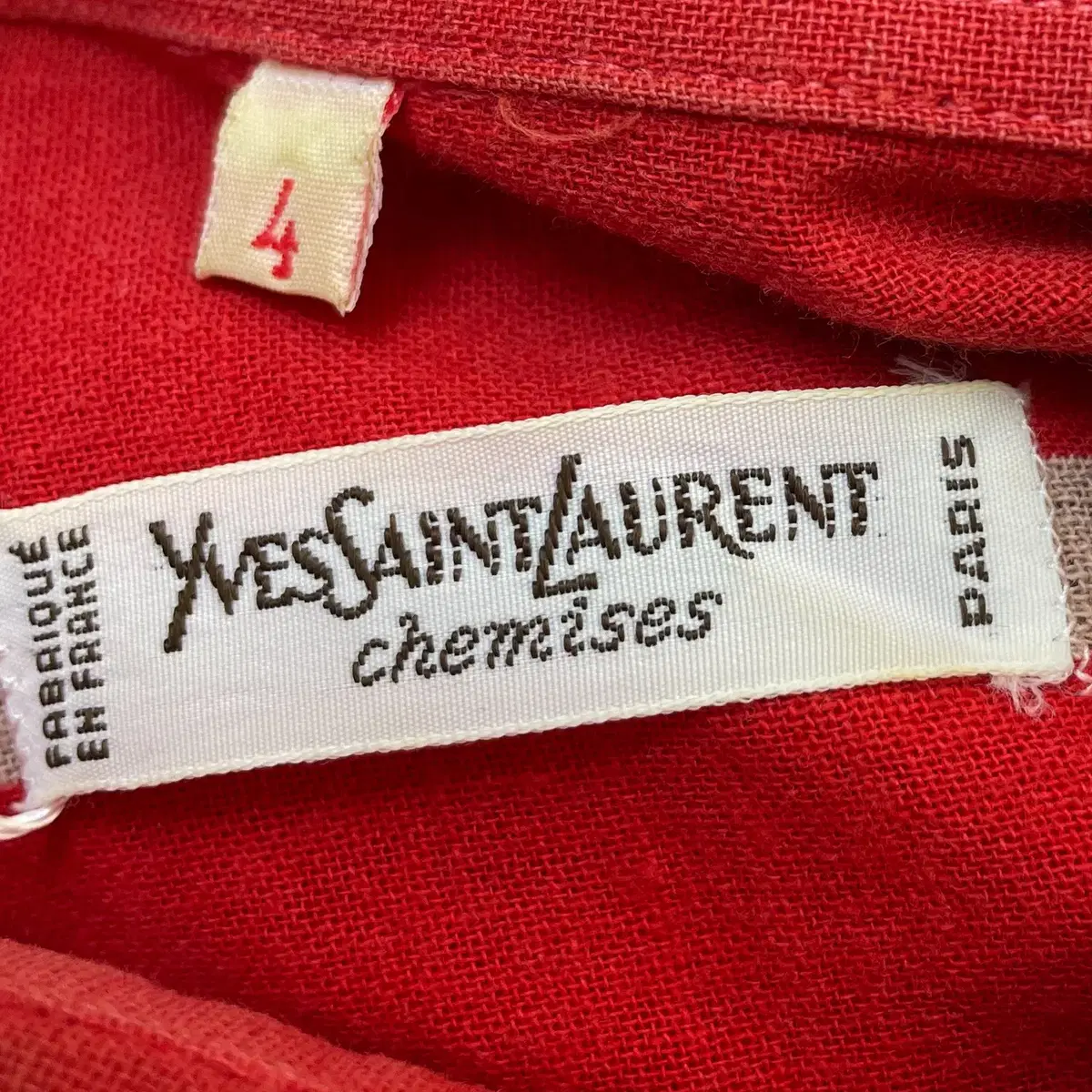 입생로랑 90s YSL 로고 레드 스트라이프 셔츠