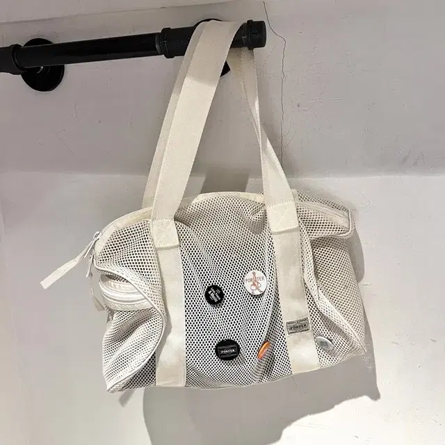 PORTER - MESH BOSTON BAG (White) 포터 보스턴백