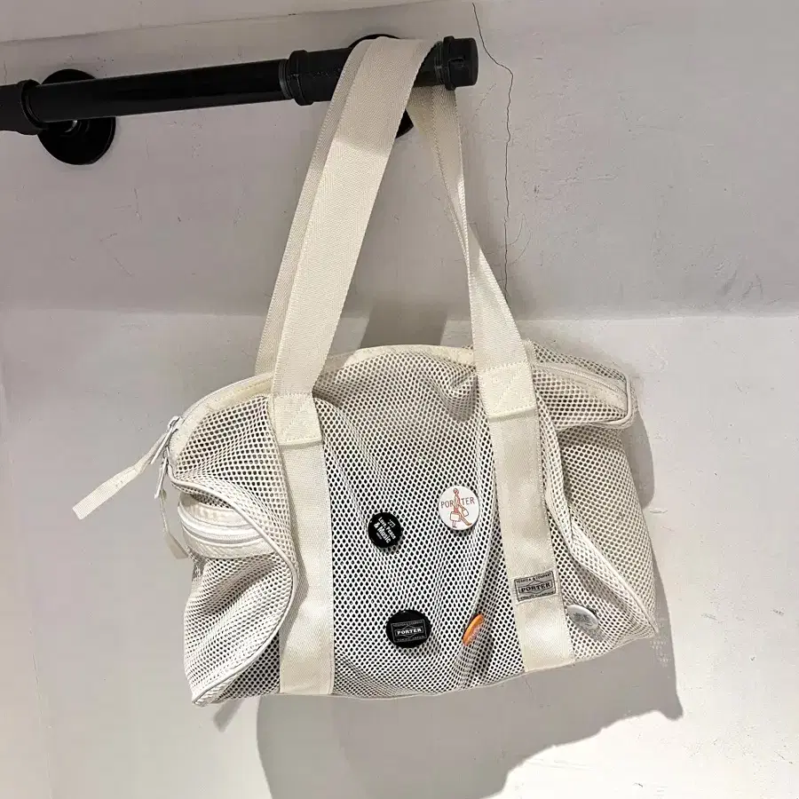 PORTER - MESH BOSTON BAG (White) 포터 보스턴백