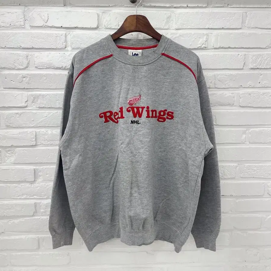 red wings lee nhl 자수 맨투맨 그레이