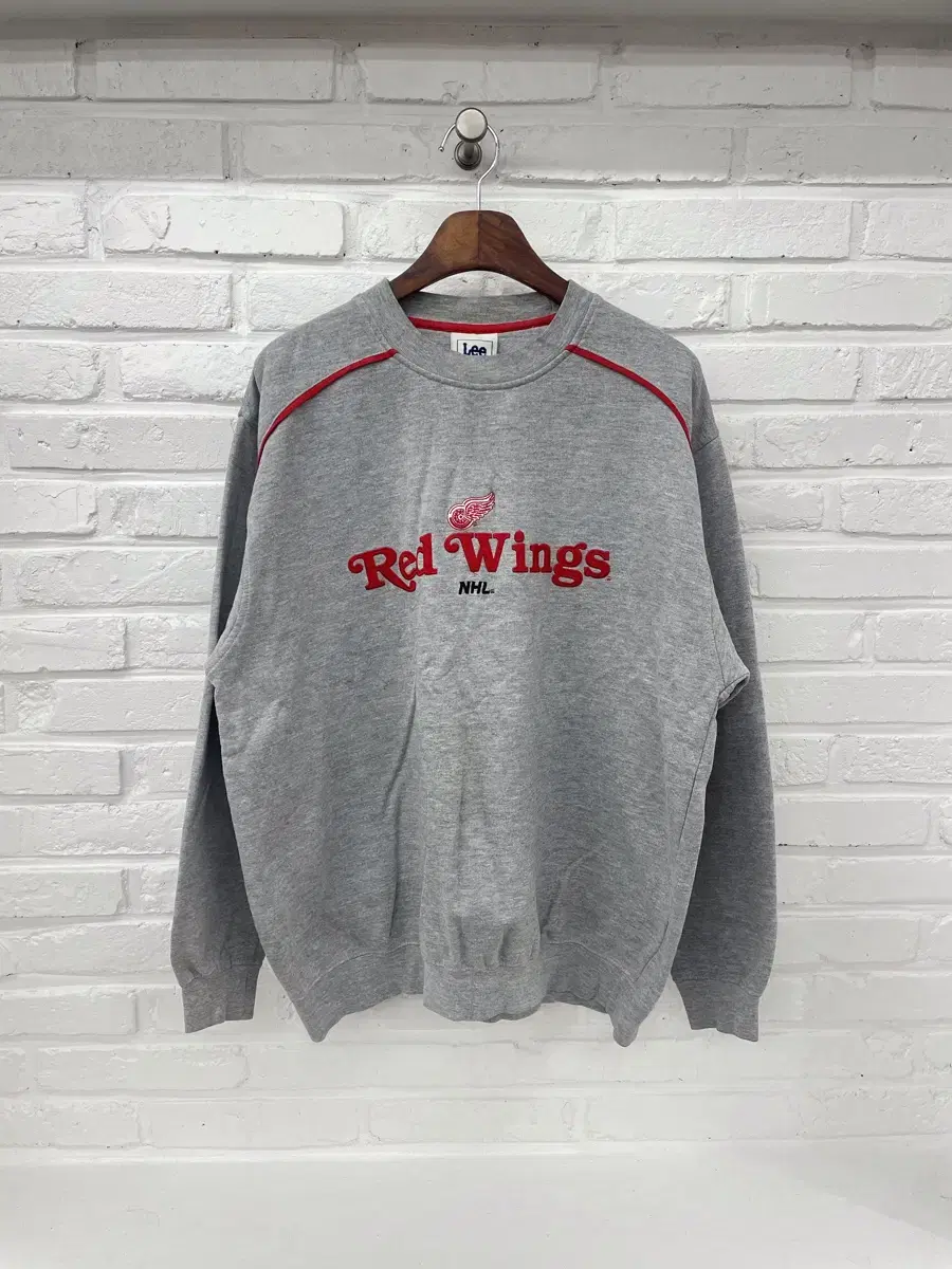 red wings lee nhl 자수 맨투맨 그레이