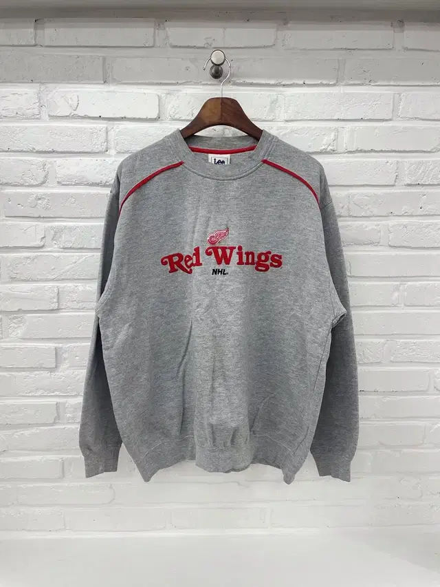 red wings lee nhl 자수 맨투맨 그레이