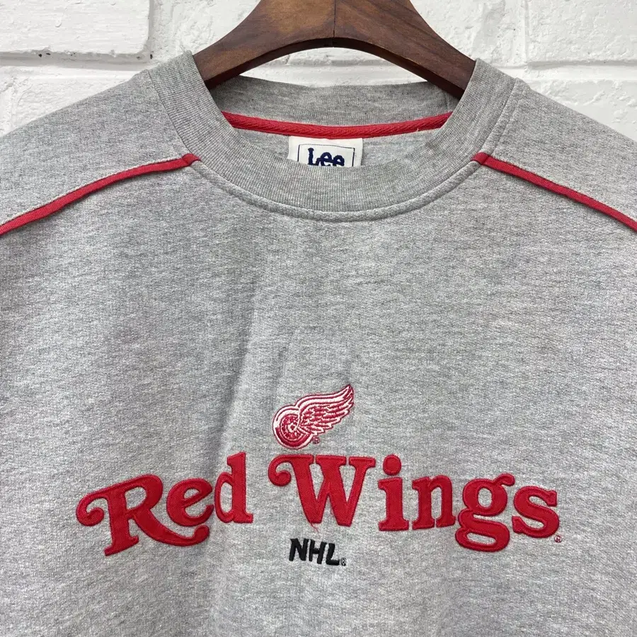 red wings lee nhl 자수 맨투맨 그레이