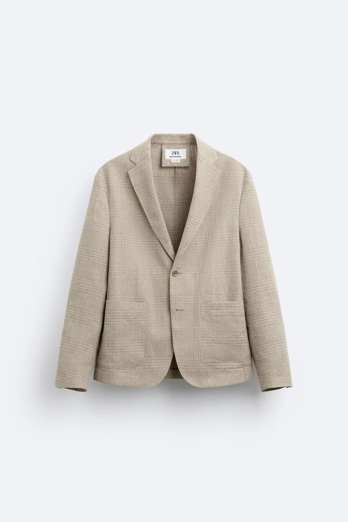 (New, Edition)Zara Linen Blend Check Blazer Jacket L