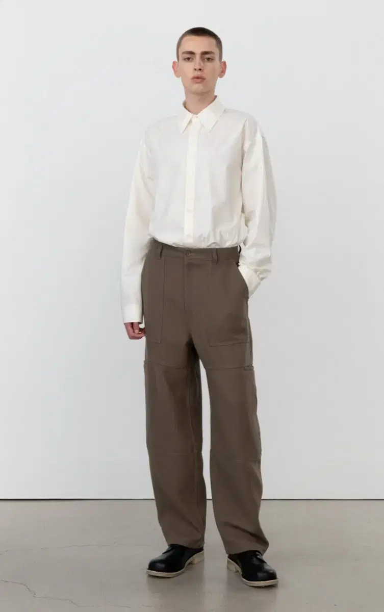 Wool double-cloth balloon-fit trousers SAND BROWN