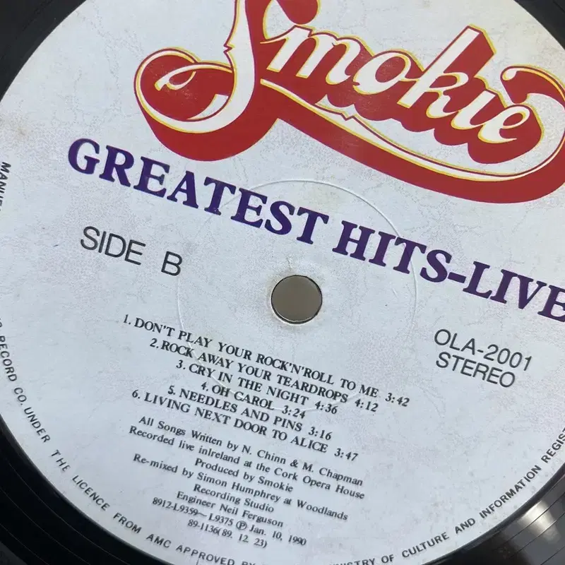 SMOKIE LIVE  LP / AA4530