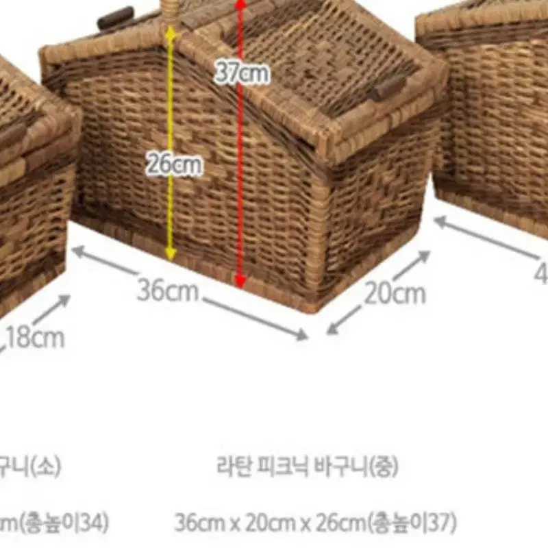 라탄 피크닉 바구니 중