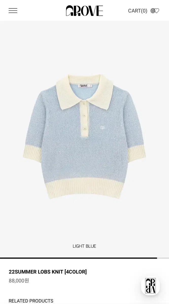 GROVE 22SUMMER LOBS KNIT - LIGHT BLUE