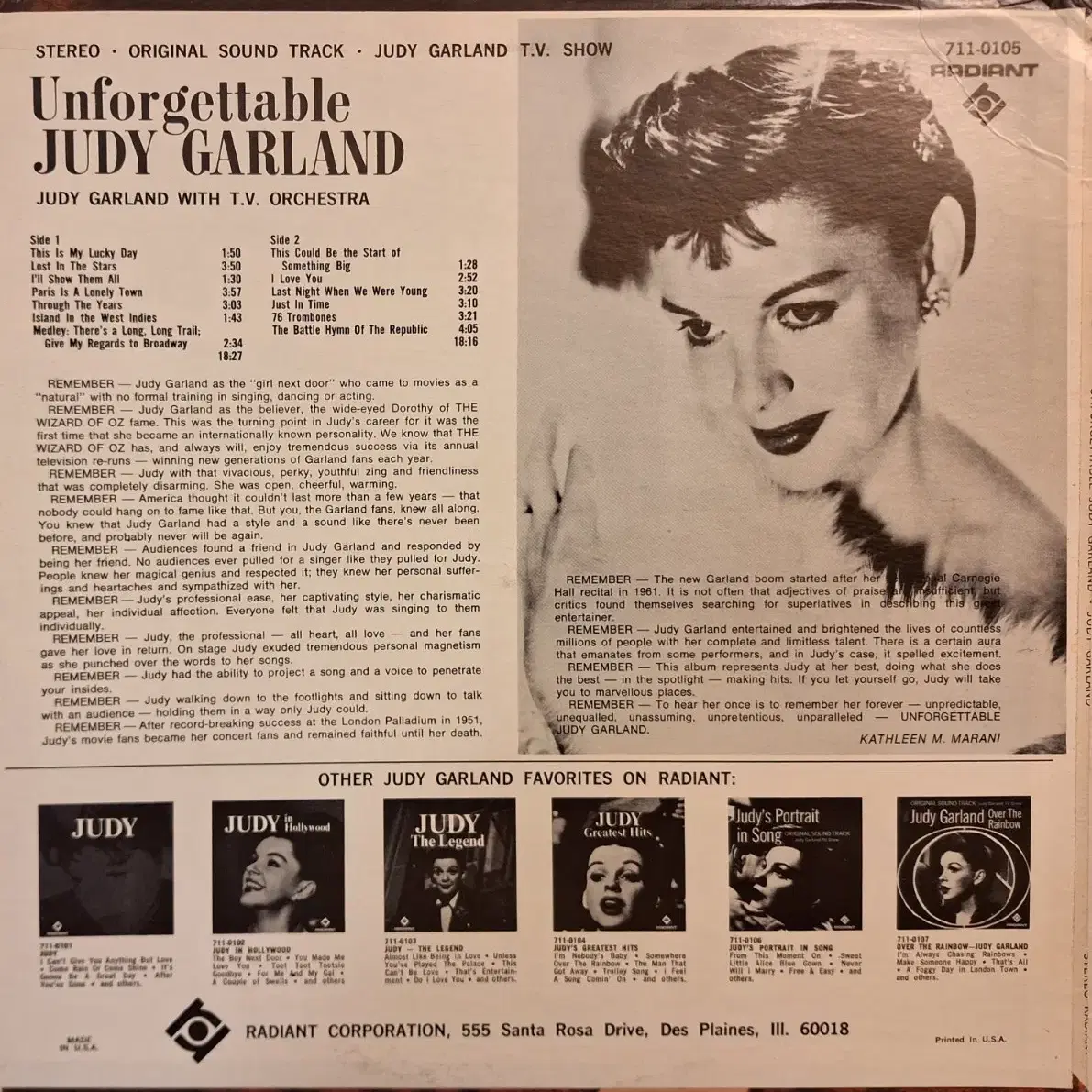 미국원반/Judy Garland T.V. Show OST LP