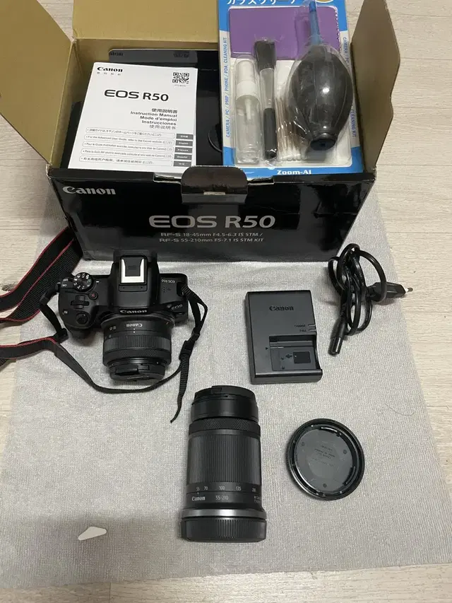 캐논 R50 Rf18-45 rf55-210 세트 풀박