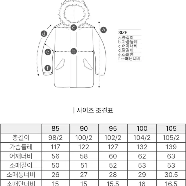 코오롱스포츠 야상 FUR 다운패딩 95