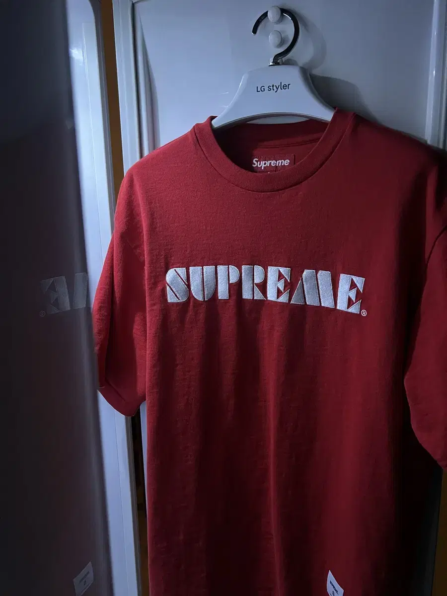 Supreme Stencil Embroidered Short Sleeve Top Red