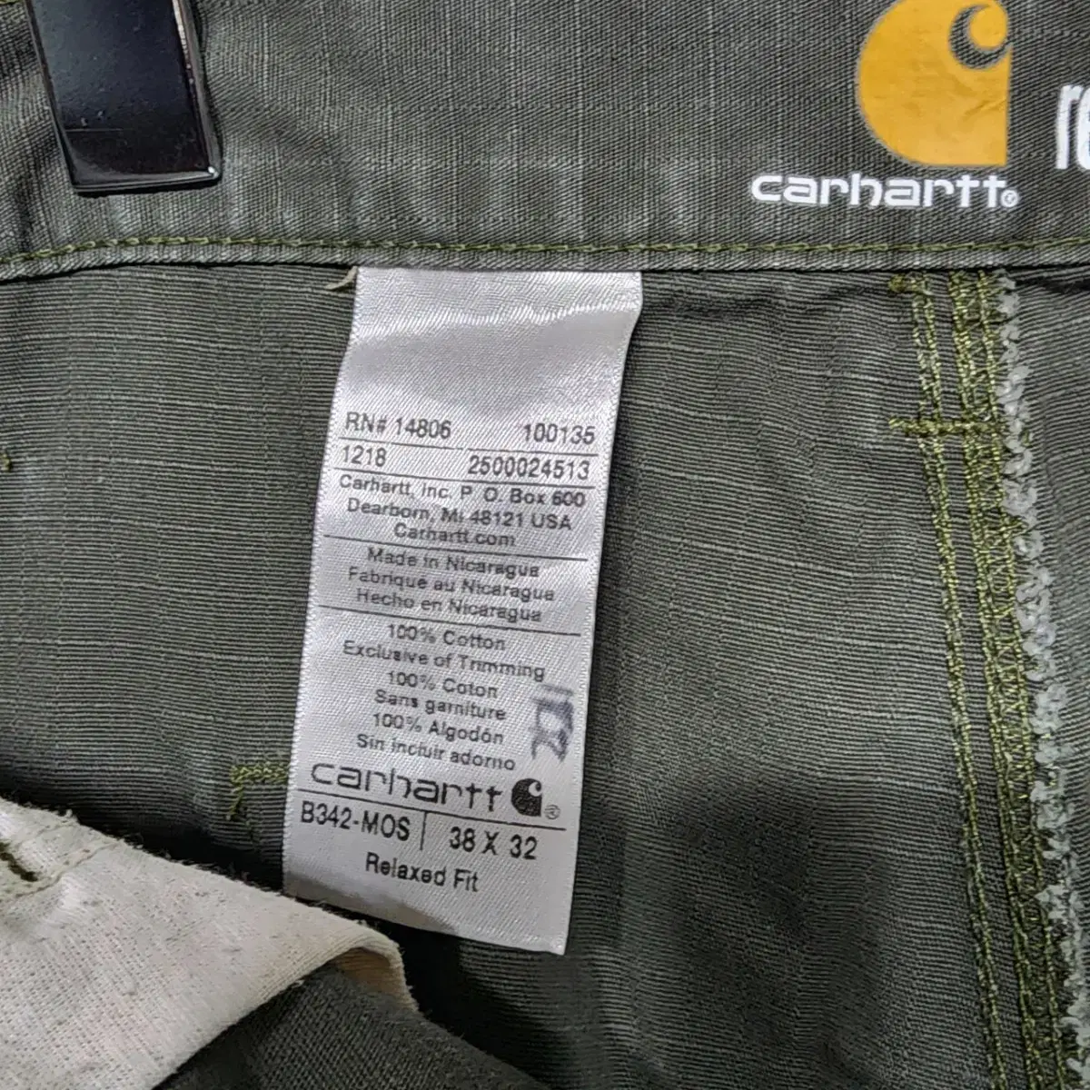 칼하트 CARHARTT 더블니  팬츠 바지 카키38