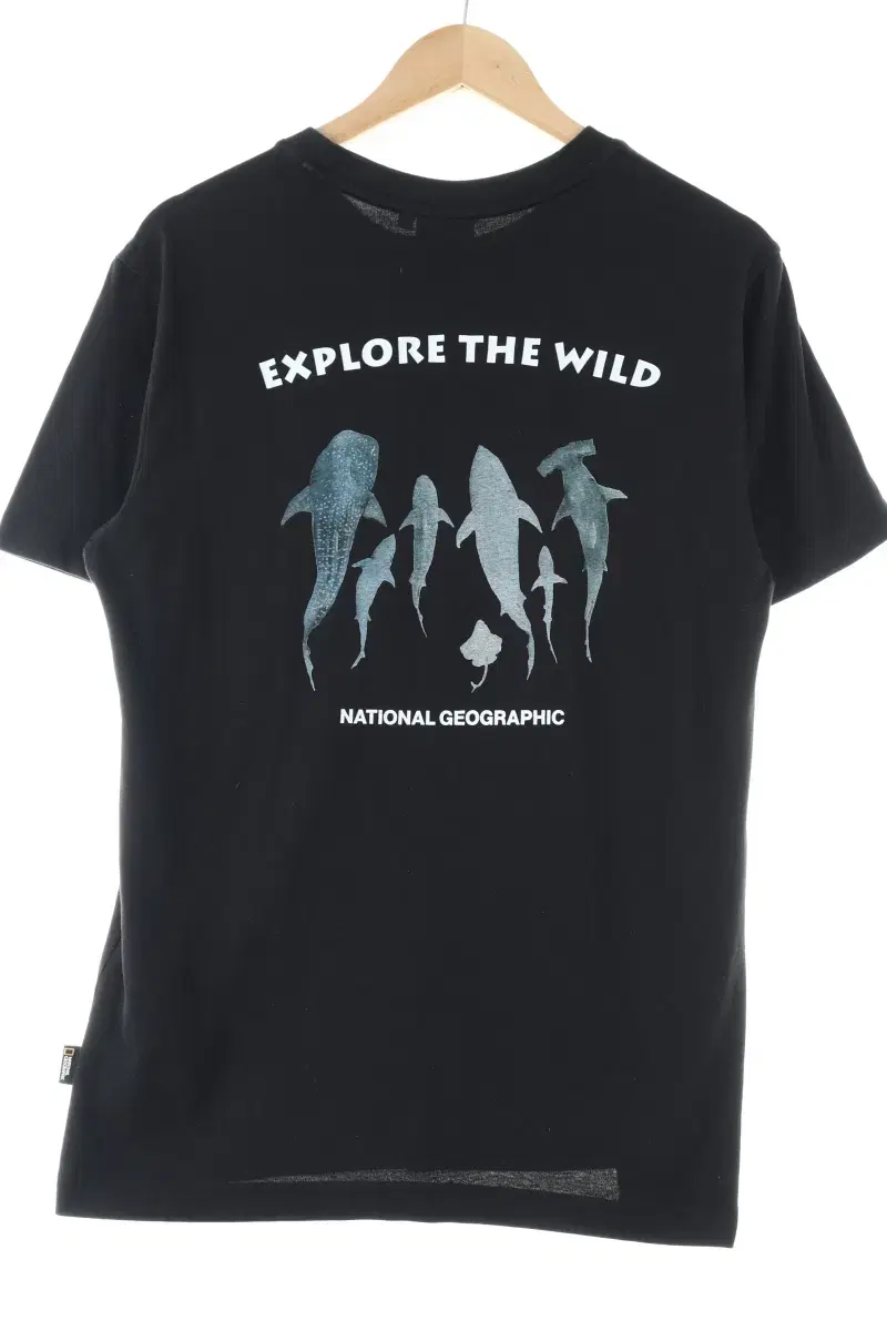 (M) National Geographic Short Sleeve T-Shirt Black Big Print All-EC28