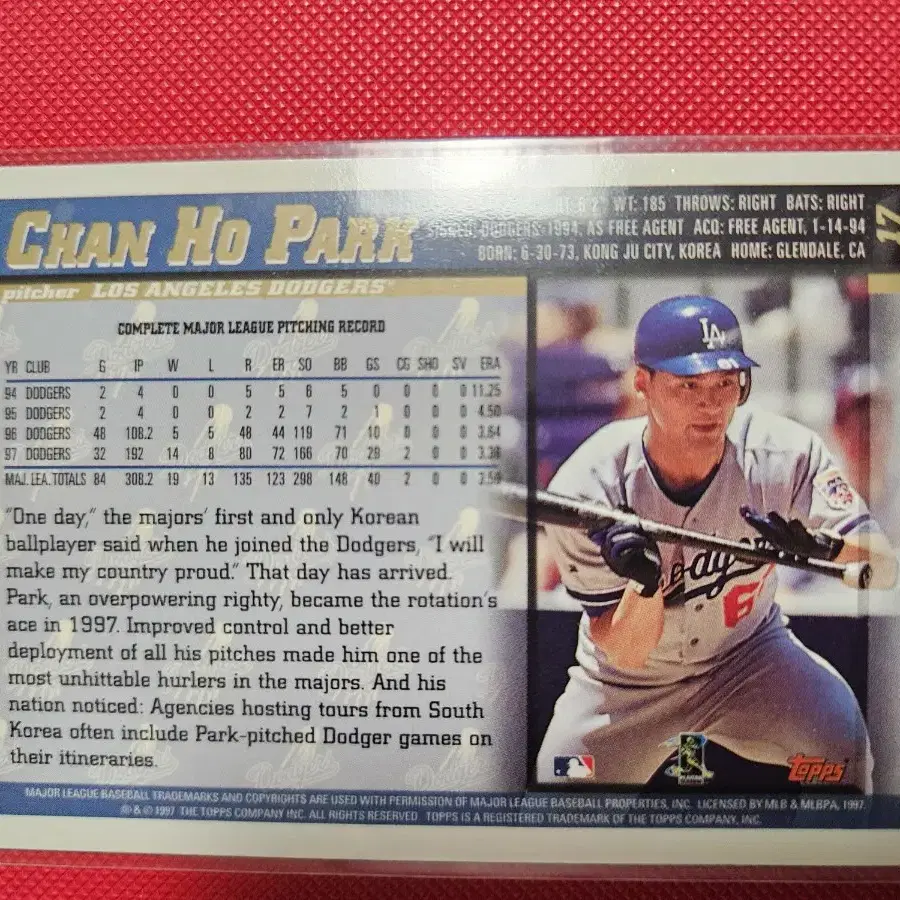 박찬호 1998 Topps base 카드