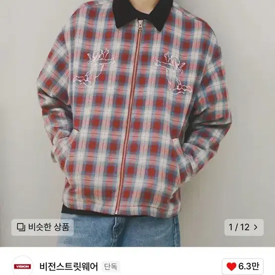 VSW Angel Check Jacket Red 비전스트릿웨어 체크자켁