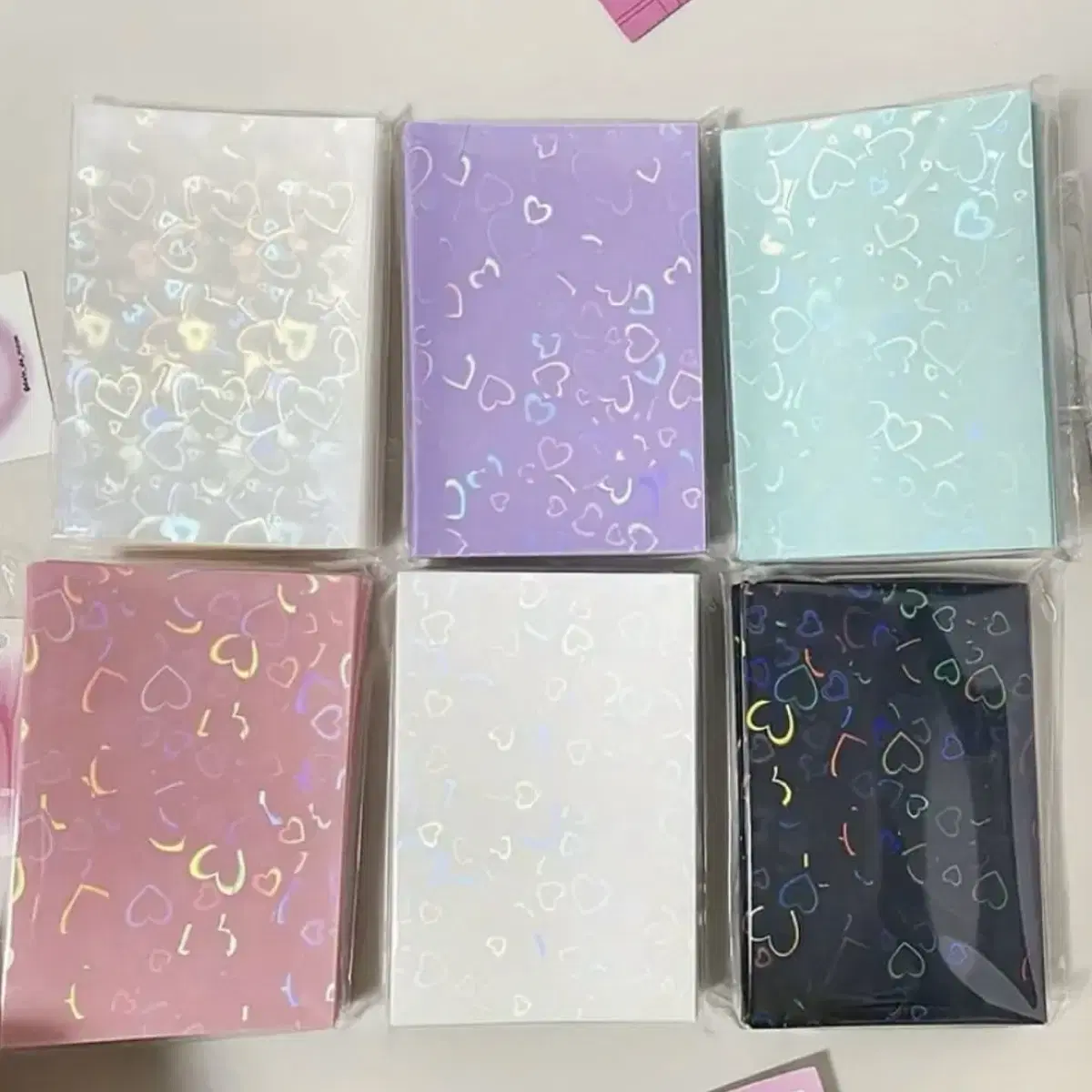 High Quality Hearts hologram Colored Card Sleeves photocard Packaging toploader ive New Jeans