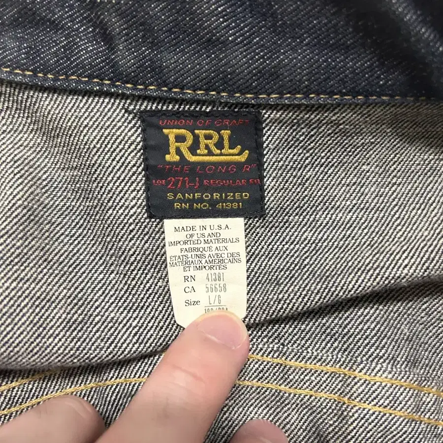 RRL lot-271 셀비지 진청 L