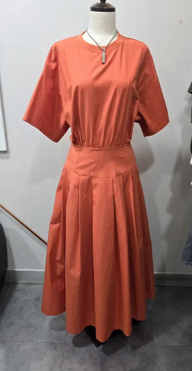 VERVE버브]ROUND COTTON DRESS, ORANGE