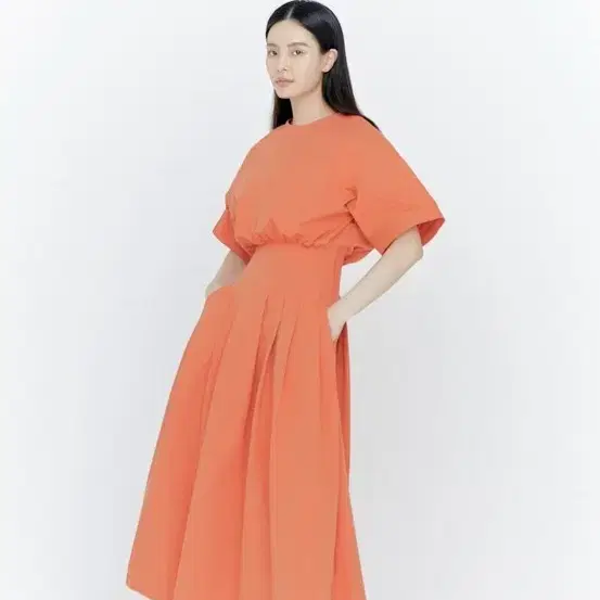 VERVE버브]ROUND COTTON DRESS, ORANGE