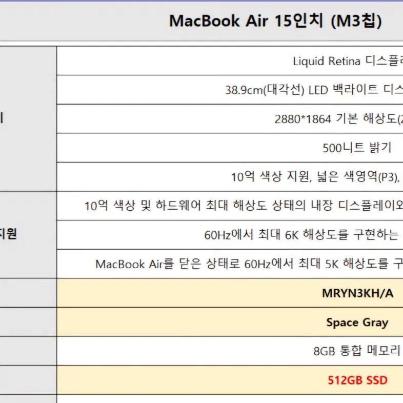 맥북 에어 15인치 M3칩 512기가 미개봉팝니다!!!!