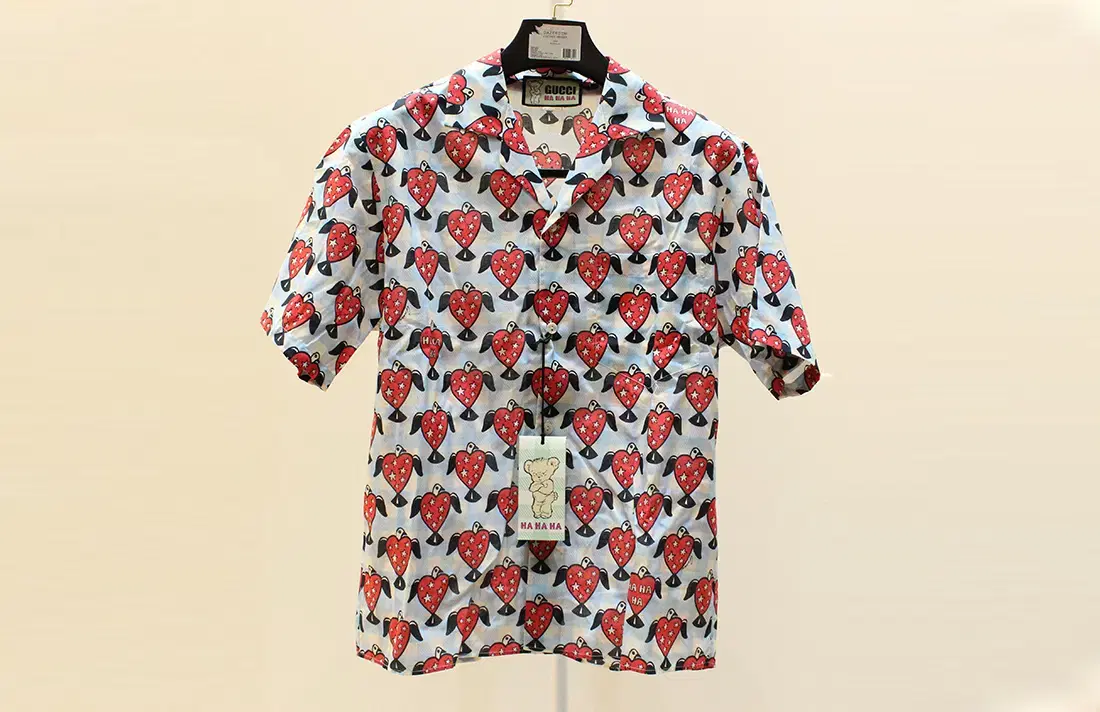 [Used] Gucci Harry Collaboration Hahaha New Heart Print Short Sleeve Shirt 48