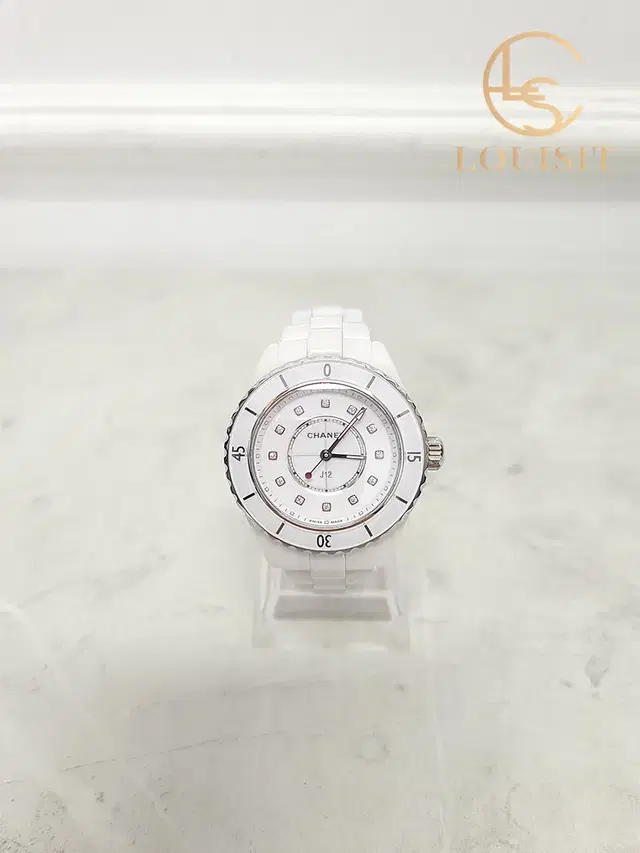 [33MM] 샤넬 화이트 세라믹 J12 다이아 12P 스틸 여성시계