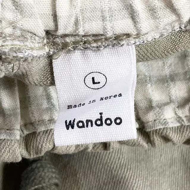 WANDOO 라이트카키 여성 밴딩 코튼 팬츠 L