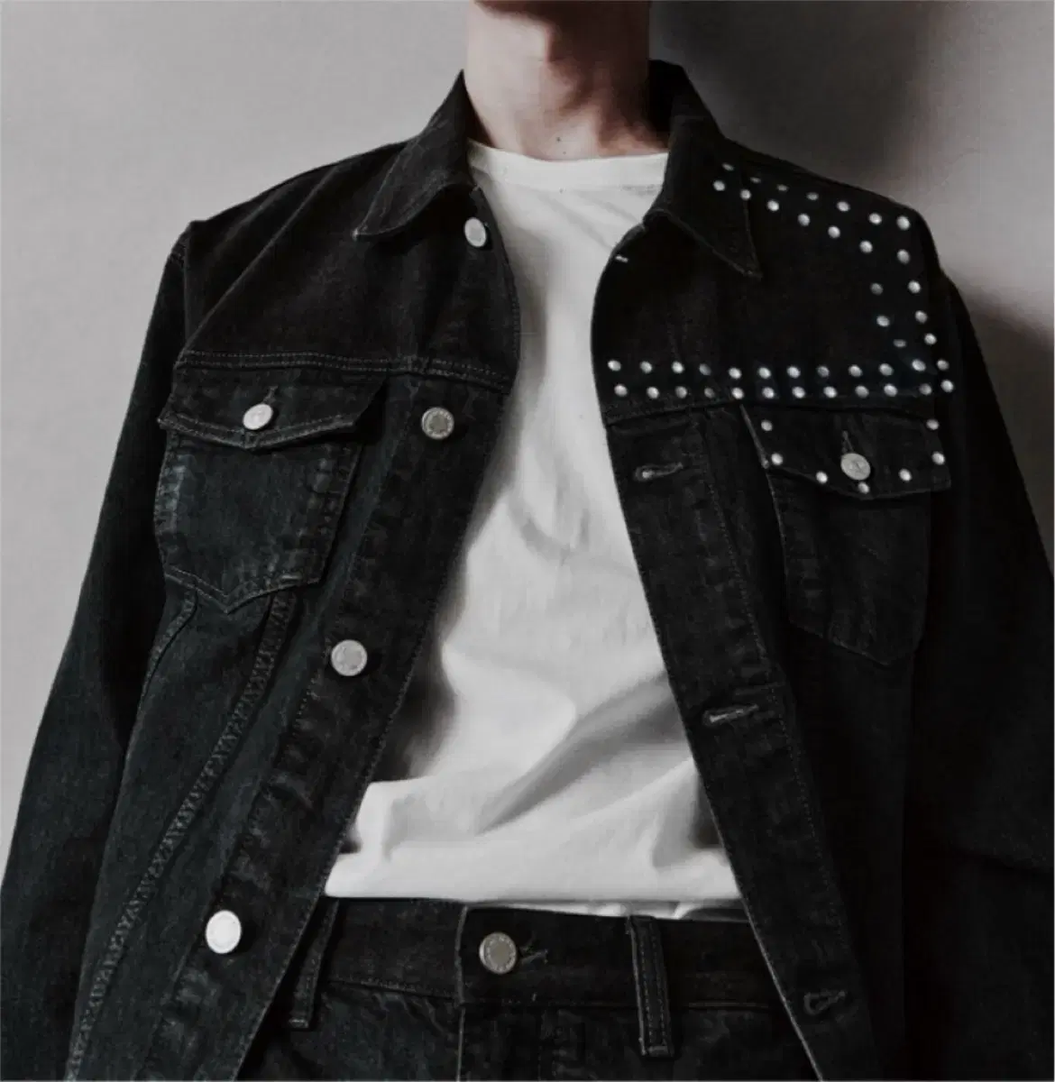 PLAC Studded Black Denim Jacket