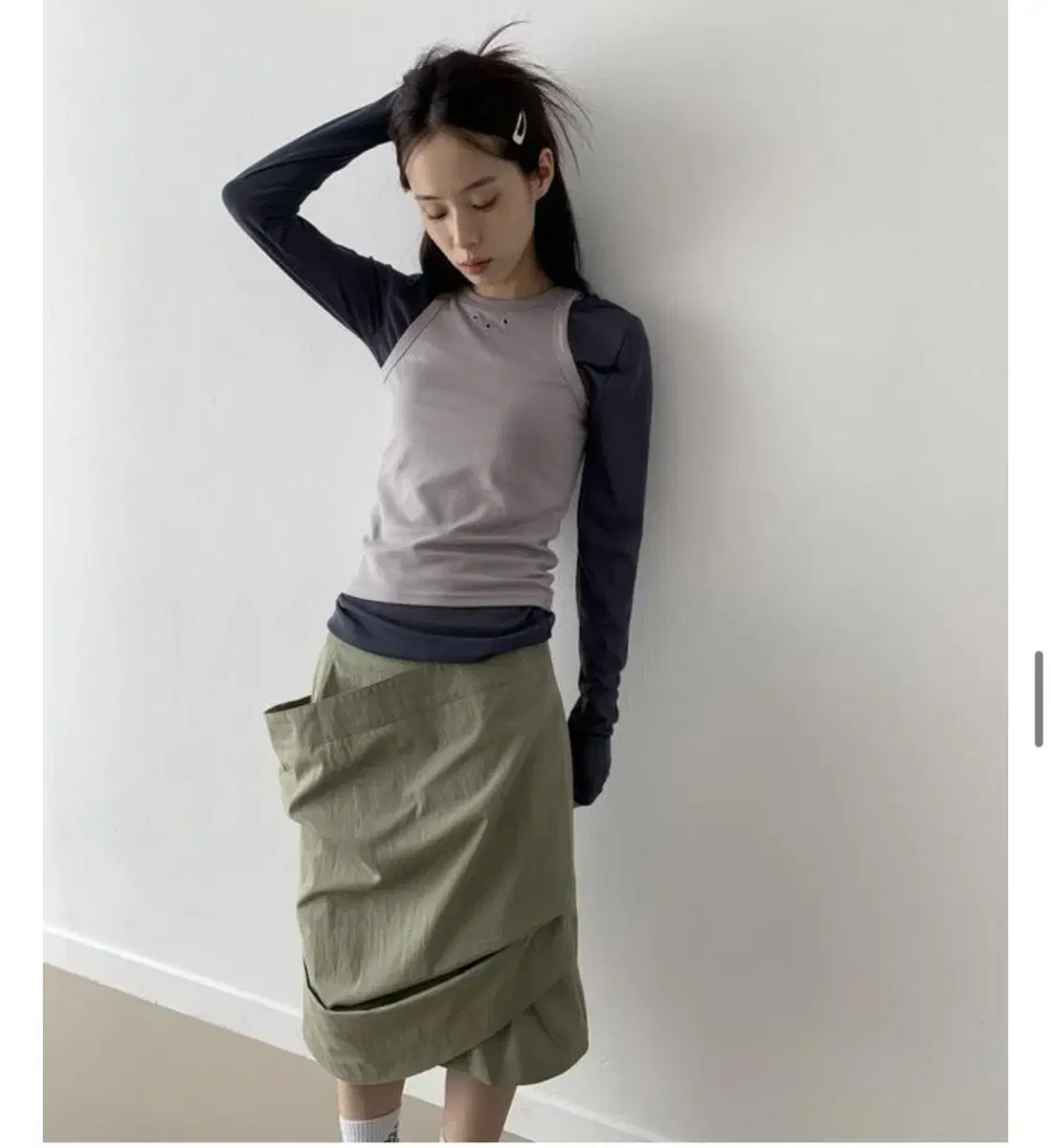 Rihanna AfterMonday pintucked skirt