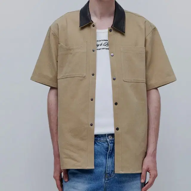 애니타임로릭 SUNFLOWER WORK SHIRT - BEIGE