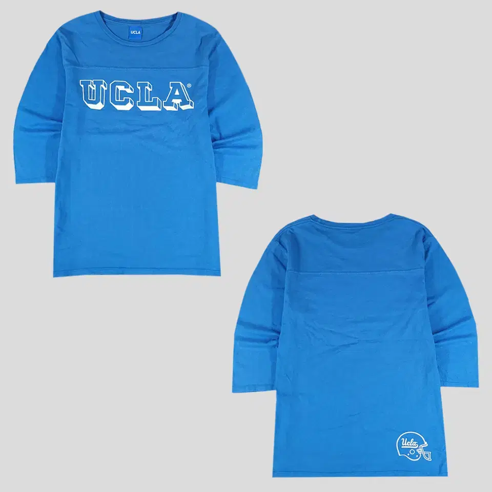 UCLA bloo Logo Printed Football Headgear Printed Cotton 7-Part Short Sleeve T-Shirt