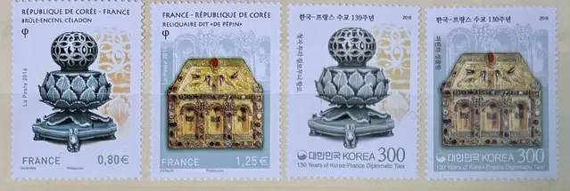 한국-프랑스수교130주년, 2종4장, 단편우표