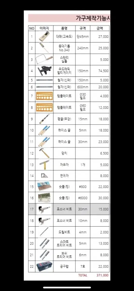 목공 수공구/ 가구제작기능사 수공구