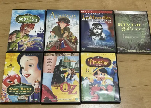 DVD 디즈니 애니메션 영화 (레미제라블, 백설공주, 피노키오 등