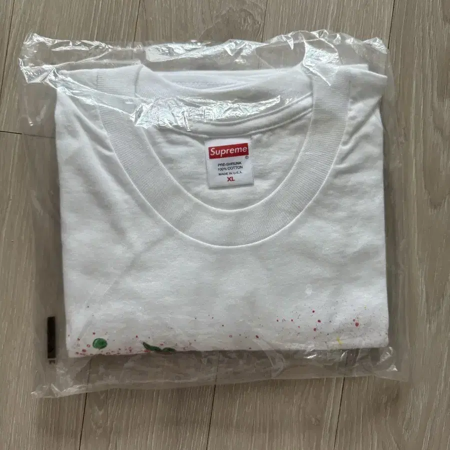 XL 슈프림 페인트 로고 반팔 20SS